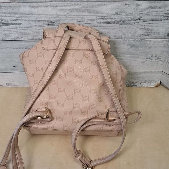 BEBE Blush Pink ALEXIS Signature Logo Travel Backpack Bag - Picture 3 of 9